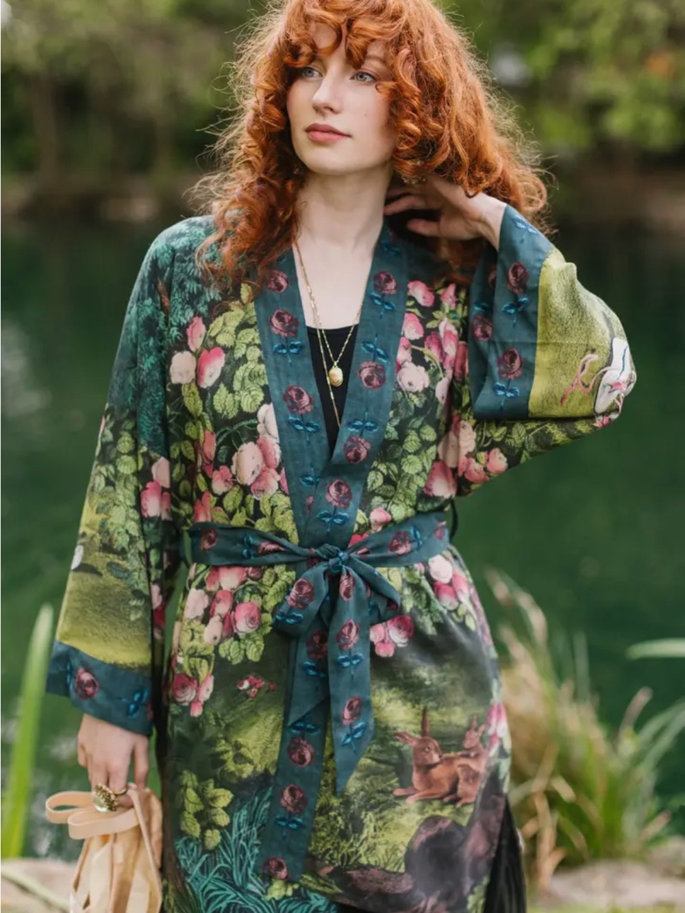 Market of Stars ✨ The Dreamer Matinée Duster with Roses & Rabbits - Picture 6 of 16